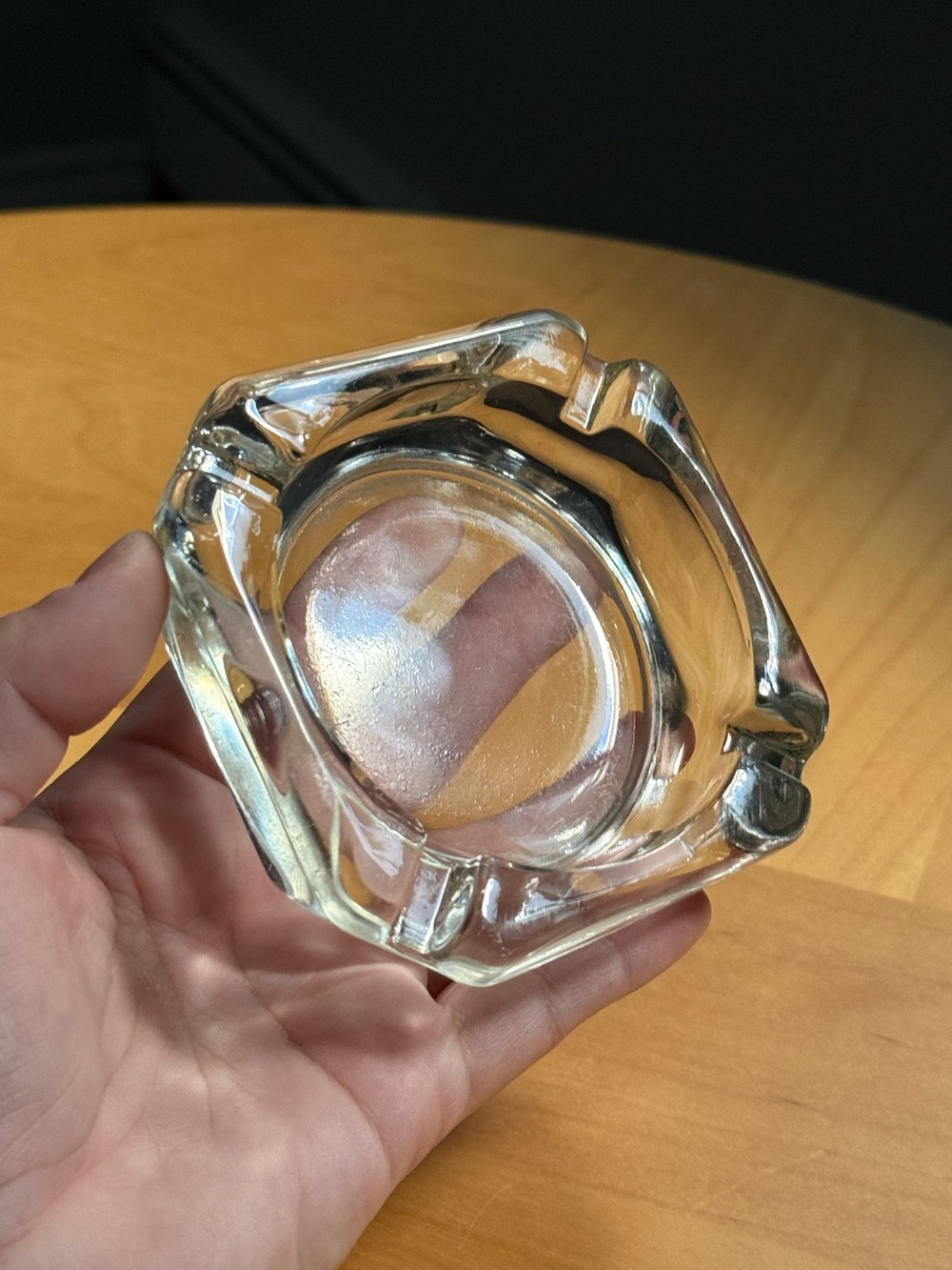 Square Clear Glass Ashtray Trinket Dish Minimalist Mid Century Modern Decor